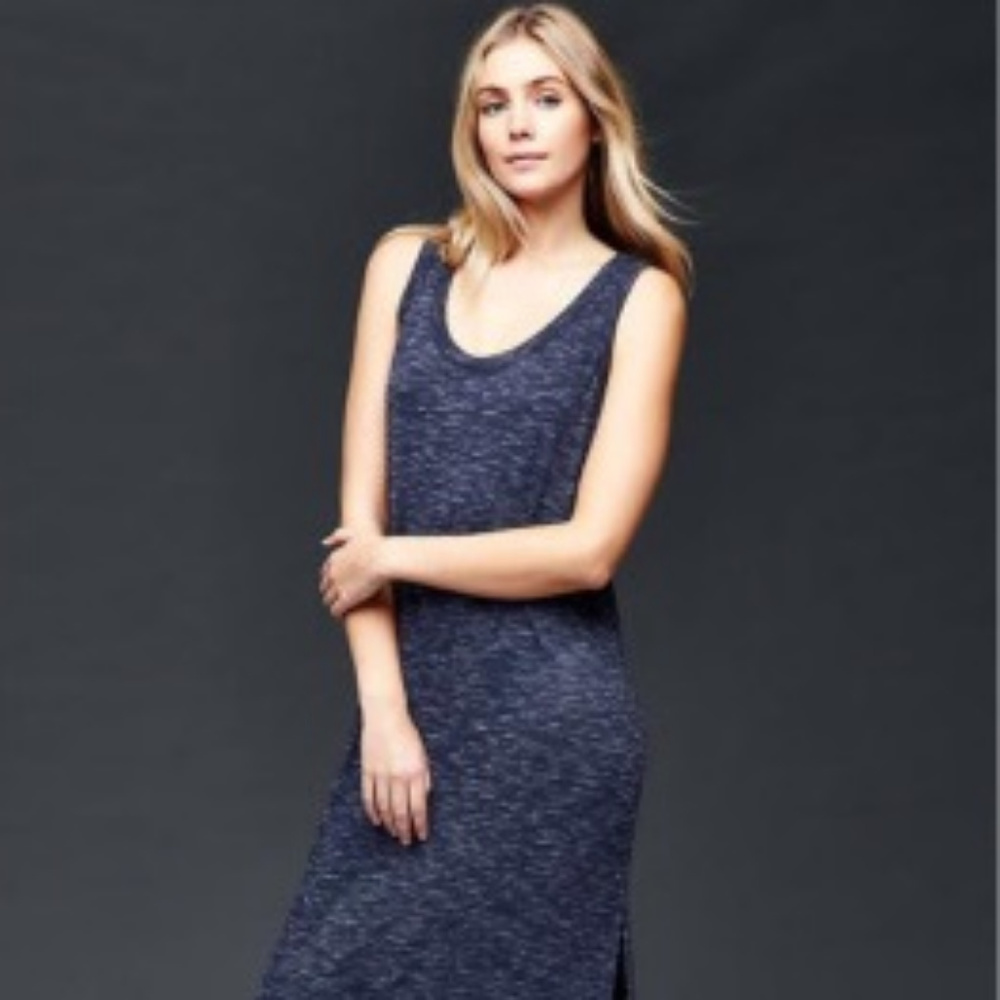 Gap Column Maxi Dress True Indigo Sz Small